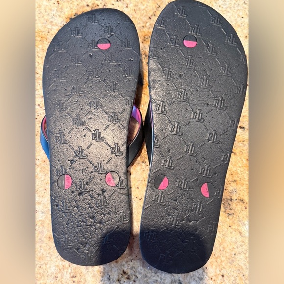 Ralph Lauren Women's Pink and Black Flip Flops - size 9/10 - Picture 3 of 3